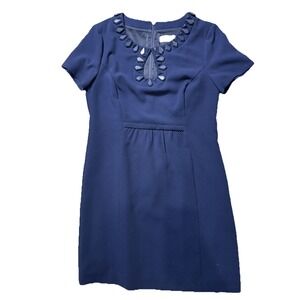 Trina Turk Dress Navy Blue Embellished Shift Special Occasion Women's 10 Large